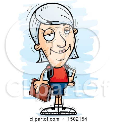 Clipart of a Confident White Senior Female Community College Student - Royalty Free Vector Illustration by Cory Thoman