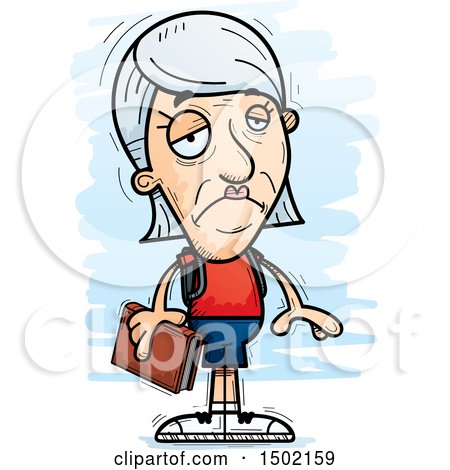 Clipart of a Sad White Senior Female Community College Student - Royalty Free Vector Illustration by Cory Thoman