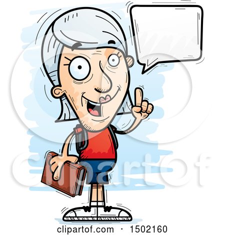 Clipart of a Talking White Senior Female Community College Student - Royalty Free Vector Illustration by Cory Thoman