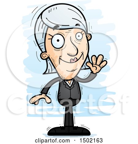 Clipart of a Waving Caucasian Senior Business Woman - Royalty Free Vector Illustration by Cory Thoman