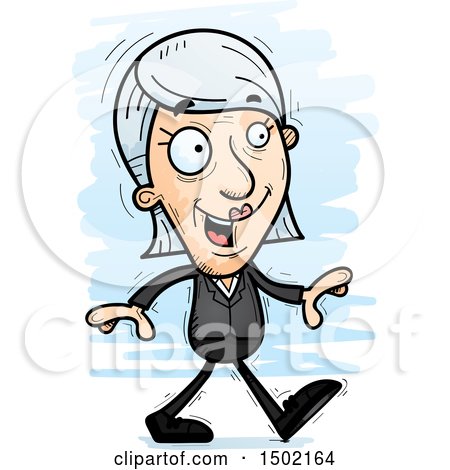 Clipart of a Walking Caucasian Senior Business Woman - Royalty Free Vector Illustration by Cory Thoman
