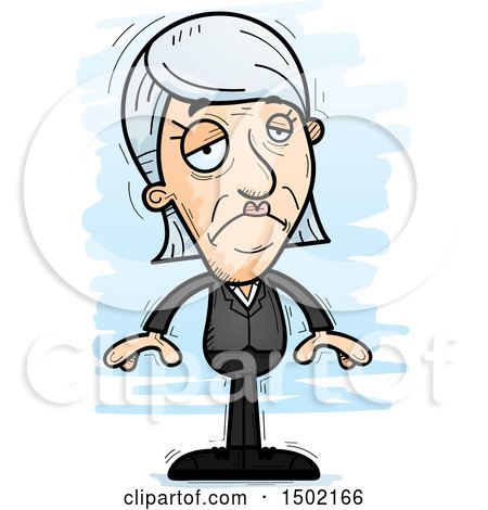 Clipart of a Sad Caucasian Senior Business Woman - Royalty Free Vector Illustration by Cory Thoman