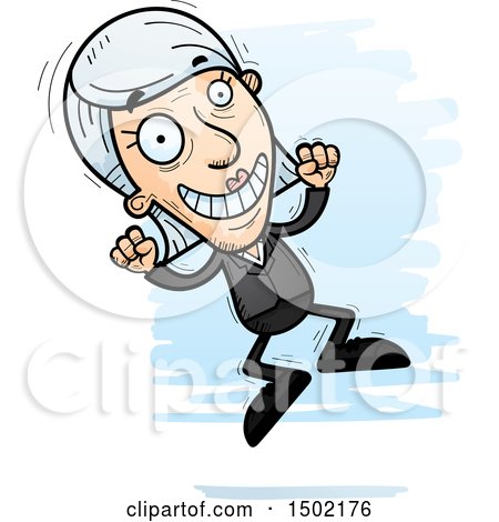 Clipart of a Jumping Caucasian Senior Business Woman - Royalty Free Vector Illustration by Cory Thoman