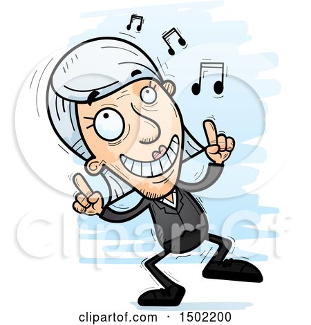 Clipart of a Happy Dancing Caucasian Senior Business Woman - Royalty Free Vector Illustration by Cory Thoman