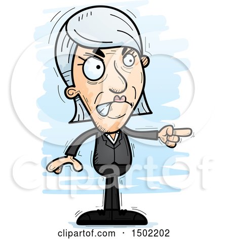Clipart of a Mad Pointing Caucasian Senior Business Woman - Royalty Free Vector Illustration by Cory Thoman