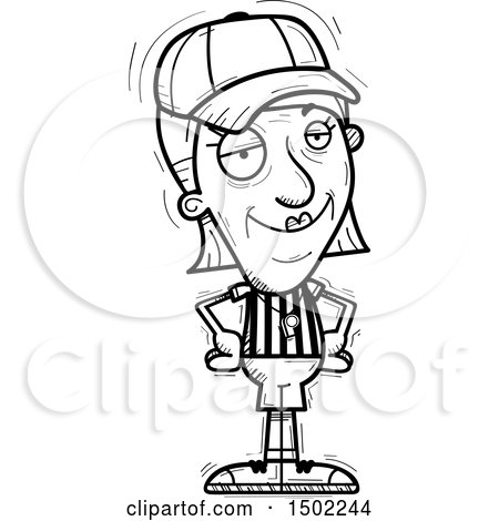 Clipart of a Black and White Confident Senior Female Referee - Royalty Free Vector Illustration by Cory Thoman