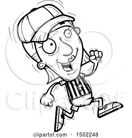 Clipart of a Black and White Running Senior Female Referee - Royalty Free Vector Illustration by Cory Thoman
