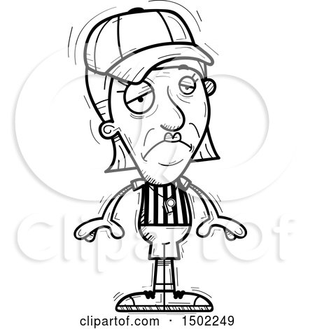Clipart of a Black and White Sad Senior Female Referee - Royalty Free Vector Illustration by Cory Thoman