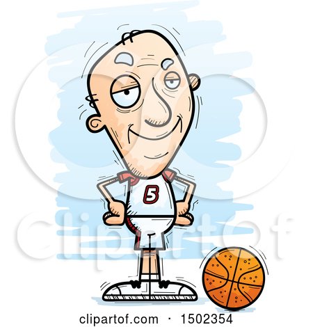 Clipart of a Confident White Senior Male Basketball Player - Royalty Free Vector Illustration by Cory Thoman