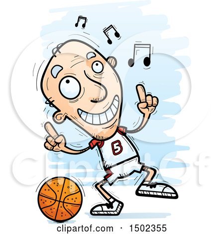 Clipart of a White Senior Male Basketball Player Doing a Happy Dance| Royalty Free Vector Illustration by Cory Thoman