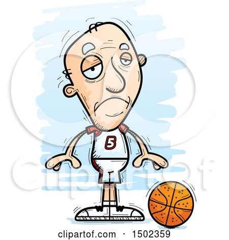 Clipart of a Sad White Senior Male Basketball Player - Royalty Free Vector Illustration by Cory Thoman