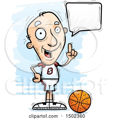 Clipart of a Talking White Senior Male Basketball Player - Royalty Free Vector Illustration by Cory Thoman
