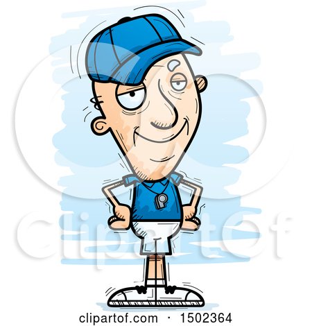 Clipart of a Confident White Senior Male Coach - Royalty Free Vector Illustration by Cory Thoman