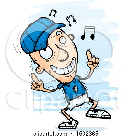 Clipart of a White Senior Male Coach Doing a Happy Dance - Royalty Free Vector Illustration by Cory Thoman