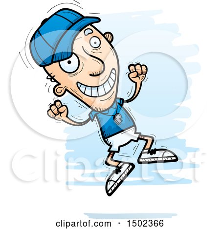 Clipart of a Jumping White Senior Male Coach - Royalty Free Vector Illustration by Cory Thoman