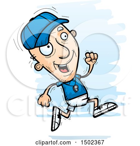 Clipart of a Running White Senior Male Coach - Royalty Free Vector Illustration by Cory Thoman