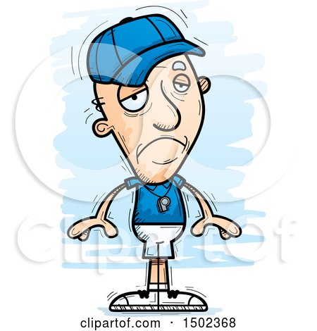 Clipart of a Sad White Senior Male Coach - Royalty Free Vector Illustration by Cory Thoman