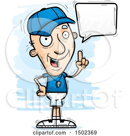 Clipart of a Talking White Senior Male Coach - Royalty Free Vector Illustration by Cory Thoman