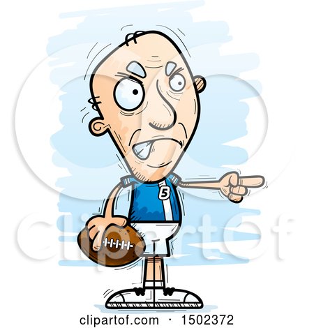 Clipart of a Mad Pointing White Senior Male Football Player - Royalty Free Vector Illustration by Cory Thoman