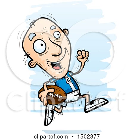 Clipart of a Running White Senior Male Football Player - Royalty Free Vector Illustration by Cory Thoman