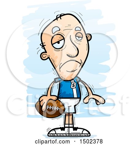 Clipart of a Sad White Senior Male Football Player - Royalty Free Vector Illustration by Cory Thoman