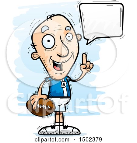 Clipart of a Talking White Senior Male Football Player - Royalty Free Vector Illustration by Cory Thoman