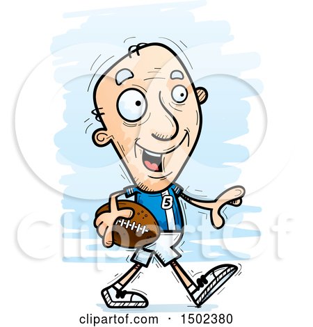 Clipart of a Walking White Senior Male Football Player - Royalty Free Vector Illustration by Cory Thoman