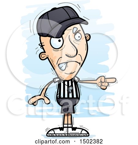 Clipart of a Mad Pointing White Senior Male Referee - Royalty Free Vector Illustration by Cory Thoman
