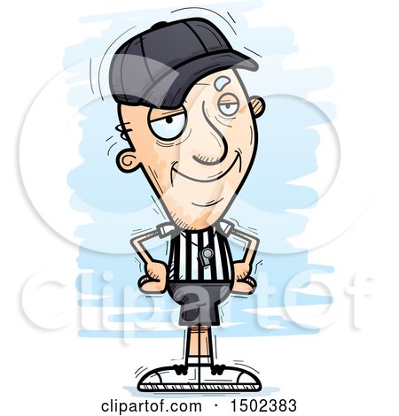 Clipart of a Confident White Senior Male Referee - Royalty Free Vector Illustration by Cory Thoman