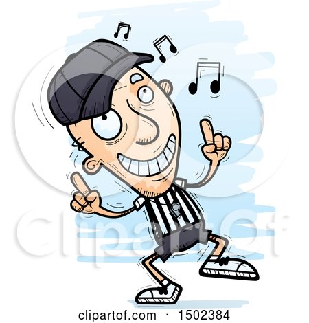 Clipart of a White Senior Male Referee Doing a Happy Dance - Royalty Free Vector Illustration by Cory Thoman