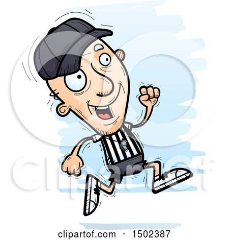 Clipart of a Running White Senior Male Referee - Royalty Free Vector Illustration by Cory Thoman