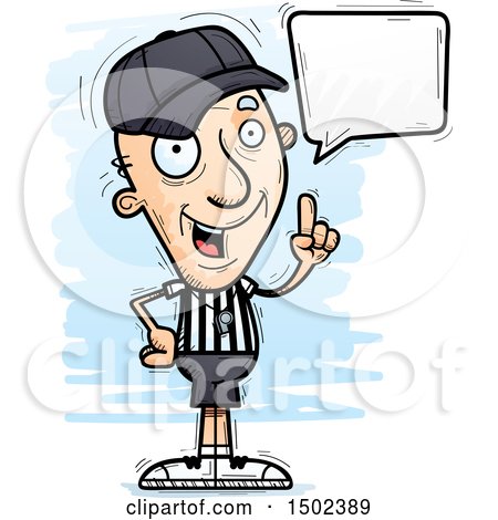 Clipart of a Talking White Senior Male Referee - Royalty Free Vector Illustration by Cory Thoman