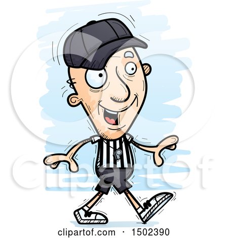 Clipart of a Walking White Senior Male Referee - Royalty Free Vector Illustration by Cory Thoman