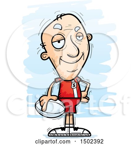 Clipart of a Confident White Senior Male Rugby Player - Royalty Free Vector Illustration by Cory Thoman