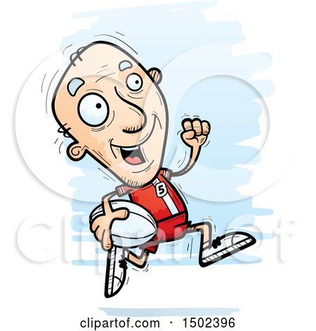 Clipart of a Running White Senior Male Rugby Player - Royalty Free Vector Illustration by Cory Thoman