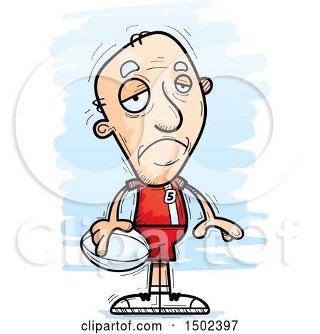 Clipart of a Sad White Senior Male Rugby Player - Royalty Free Vector Illustration by Cory Thoman