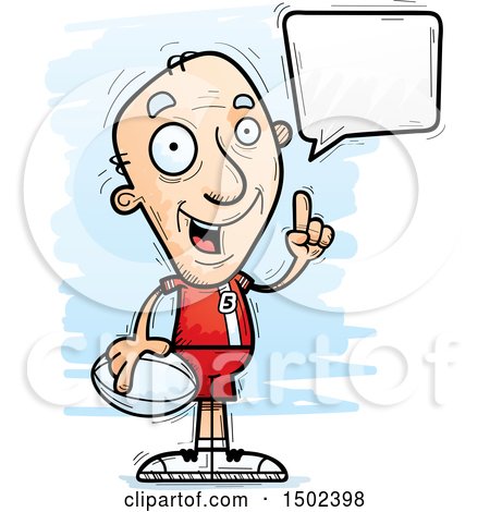 Clipart of a Talking White Senior Male Rugby Player - Royalty Free Vector Illustration by Cory Thoman