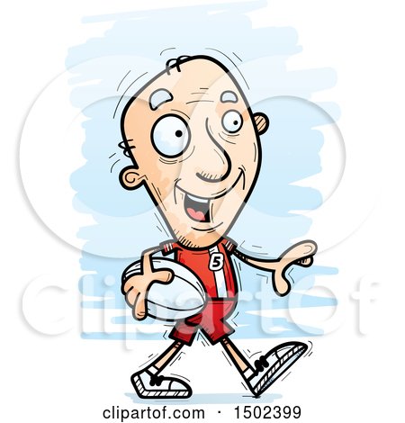 Clipart of a Walking White Senior Male Rugby Player - Royalty Free Vector Illustration by Cory Thoman