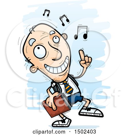 Clipart of a White Senior Male College Student Doing a Happy Dance - Royalty Free Vector Illustration by Cory Thoman