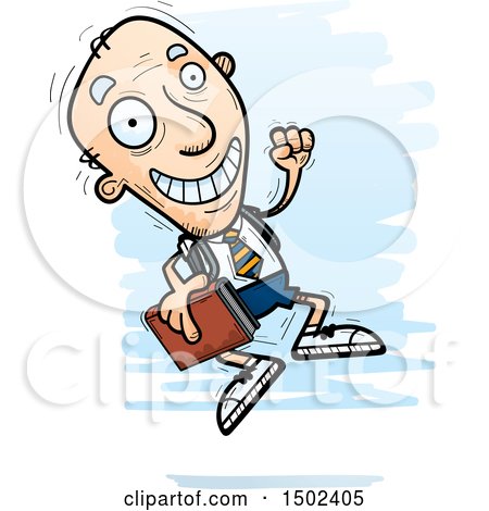 Clipart of a Jumping White Senior Male College Student - Royalty Free Vector Illustration by Cory Thoman