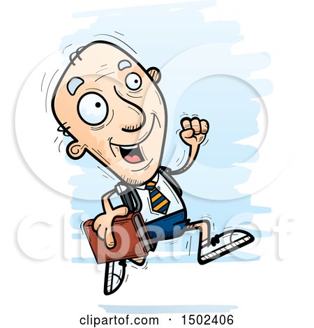 Clipart of a Running White Senior Male College Student - Royalty Free Vector Illustration by Cory Thoman