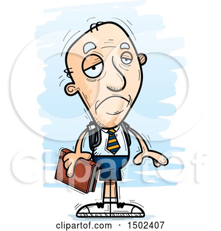 Clipart of a Sad White Senior Male College Student - Royalty Free Vector Illustration by Cory Thoman