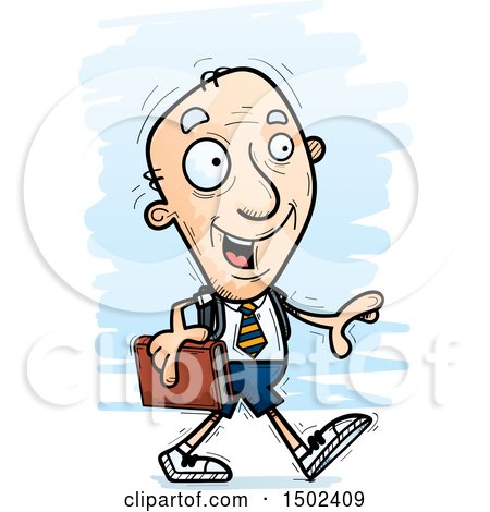 Clipart of a Walking White Senior Male College Student - Royalty Free Vector Illustration by Cory Thoman