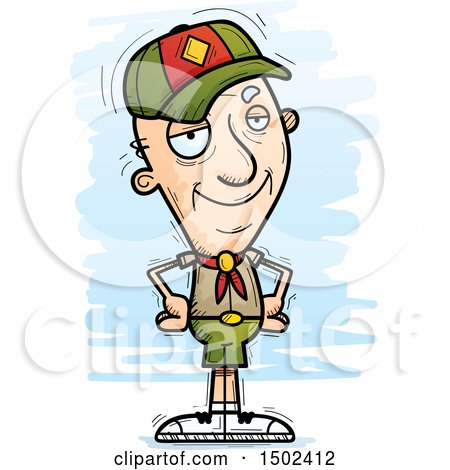 Clipart of a Confident White Senior Male Scout - Royalty Free Vector Illustration by Cory Thoman