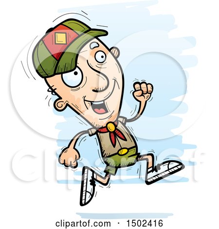 Clipart of a Running White Senior Male Scout - Royalty Free Vector Illustration by Cory Thoman