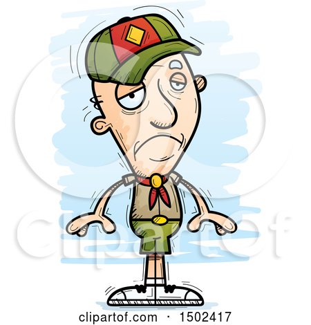 Clipart of a Sad White Senior Male Scout - Royalty Free Vector Illustration by Cory Thoman