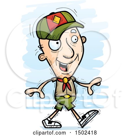 Clipart of a Walking White Senior Male Scout - Royalty Free Vector Illustration by Cory Thoman