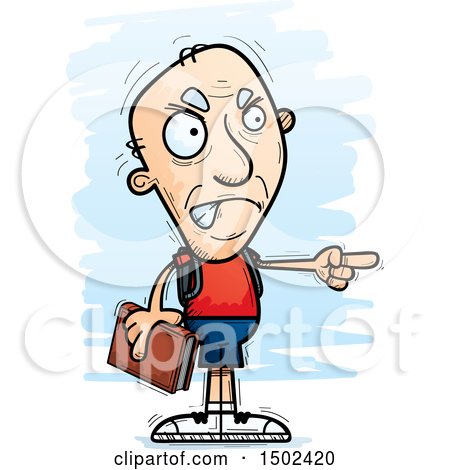 Clipart of a Mad Pointing White Senior Male Community College Student - Royalty Free Vector Illustration by Cory Thoman