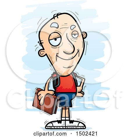 Clipart of a Confident White Senior Male Community College Student - Royalty Free Vector Illustration by Cory Thoman