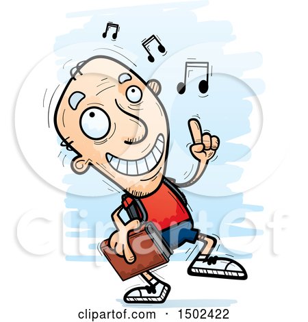 Clipart of a White Senior Male Community College Student Doing a Happy Dance - Royalty Free Vector Illustration by Cory Thoman